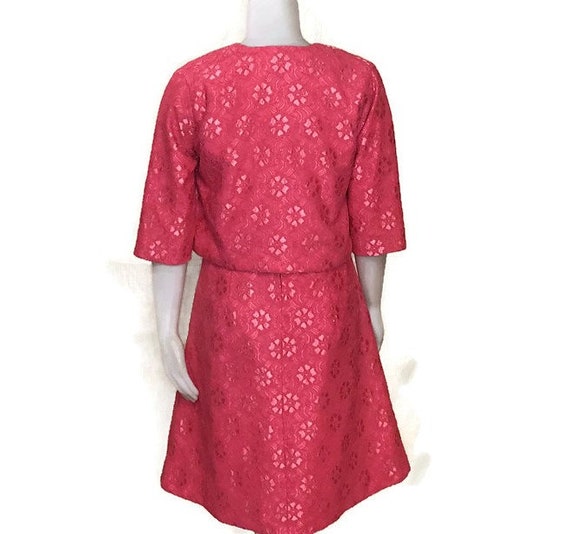 60s Lined Pink Lace Dress with Bolero Jacket, Kne… - image 5