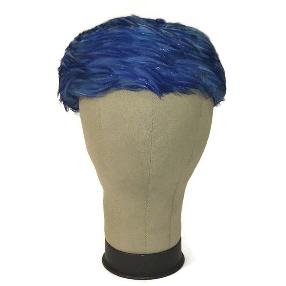 1950s Vintage Feathered Blue Hat, Vintage 50s Jacki… Gem