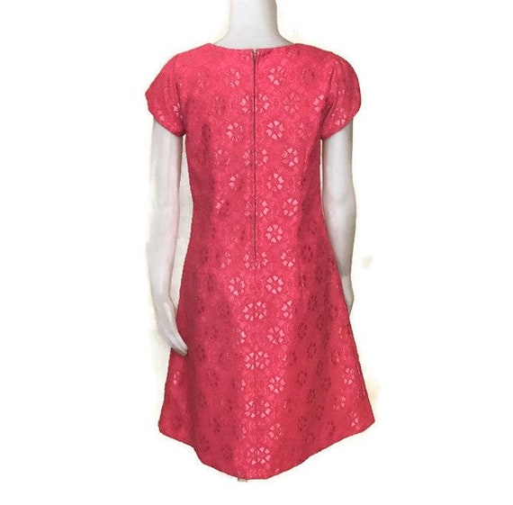 60s Lined Pink Lace Dress with Bolero Jacket, Kne… - image 9