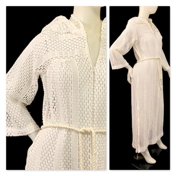 60s White Beach Dress, Beach Cover Up, Vintage 196