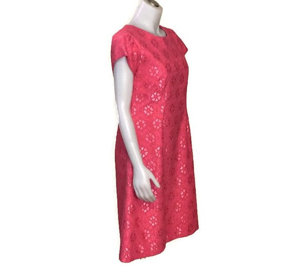 60s Lined Pink Lace Dress with Bolero Jacket, Kne… - image 4