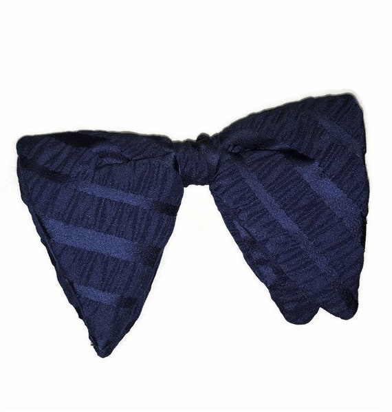 1970s Bow Tie, Blue Bow Tie, Vintage 70s Bow Tie,