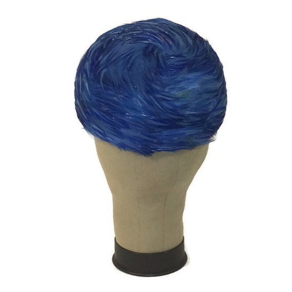 1950s Vintage Feathered Blue Hat, Vintage 50s Jacki… Gem