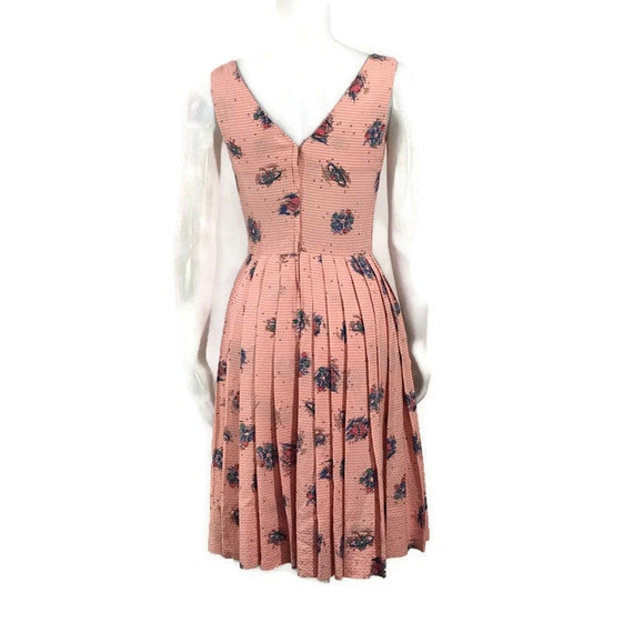 50s Pink Blue Seersucker Dress, Vintage 1950s Ato… - image 10