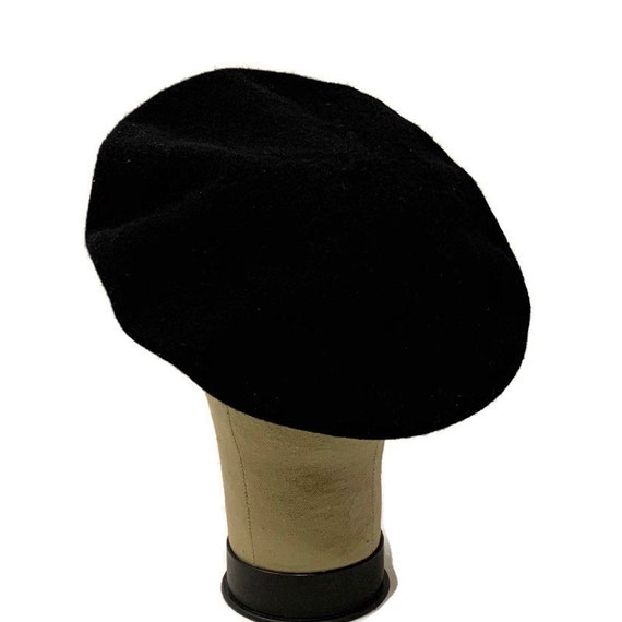 70s Black Basque Beret, Vintage 1970s Black Wool … - image 6