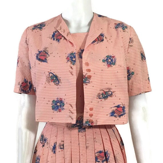 50s Pink Blue Seersucker Dress, Vintage 1950s Ato… - image 4
