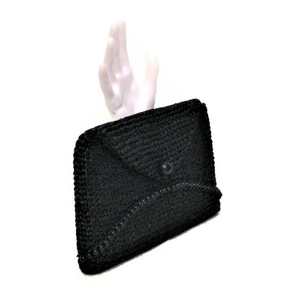 60s Black Purse, Envelope Purse, Vegan Friendly Ba