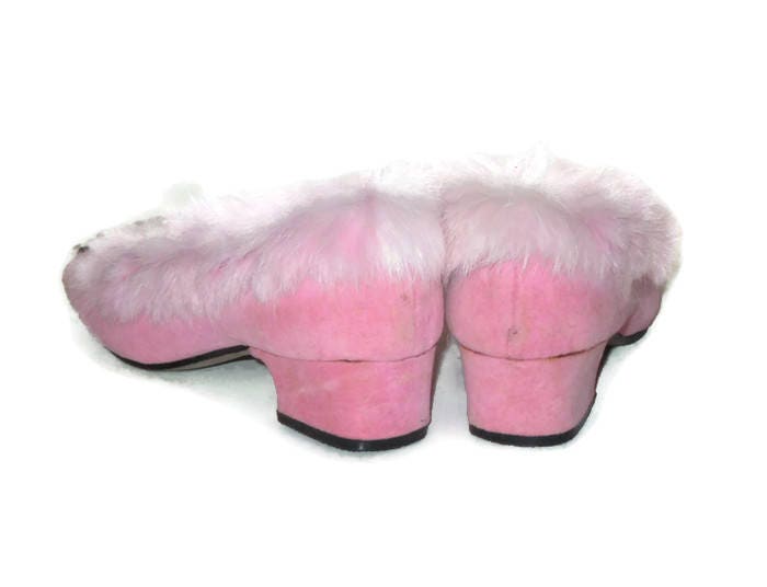 Vintage 60s Pink Fur Slippers 1960s Beaded Slippers - Etsy Canada