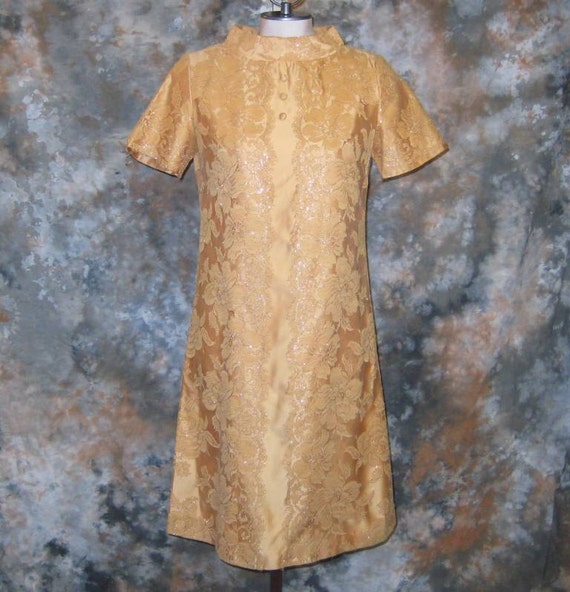 gold lace dress short