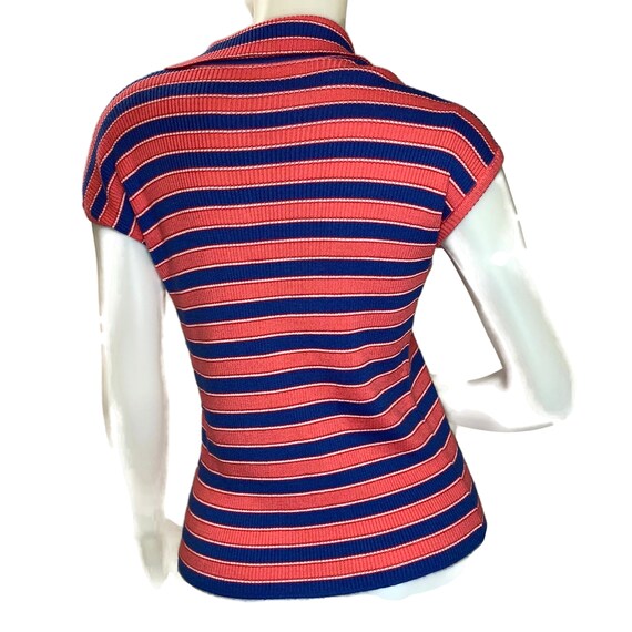 Vintage 70s  Short Sleeve Striped Knit Top, 1970s… - image 3