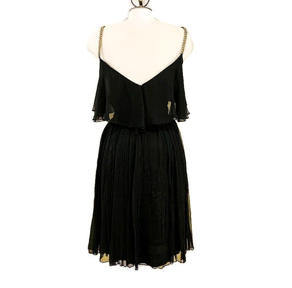 60s Black Chiffon Cocktail Dress, Vintage 1960s R… - image 5