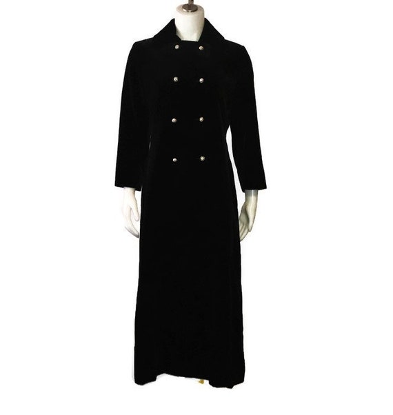 Vintage Maxi, 60s Maxi Coat, Black Velvet, Long Ve