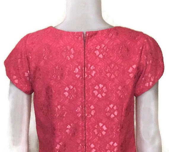 60s Lined Pink Lace Dress with Bolero Jacket, Kne… - image 8