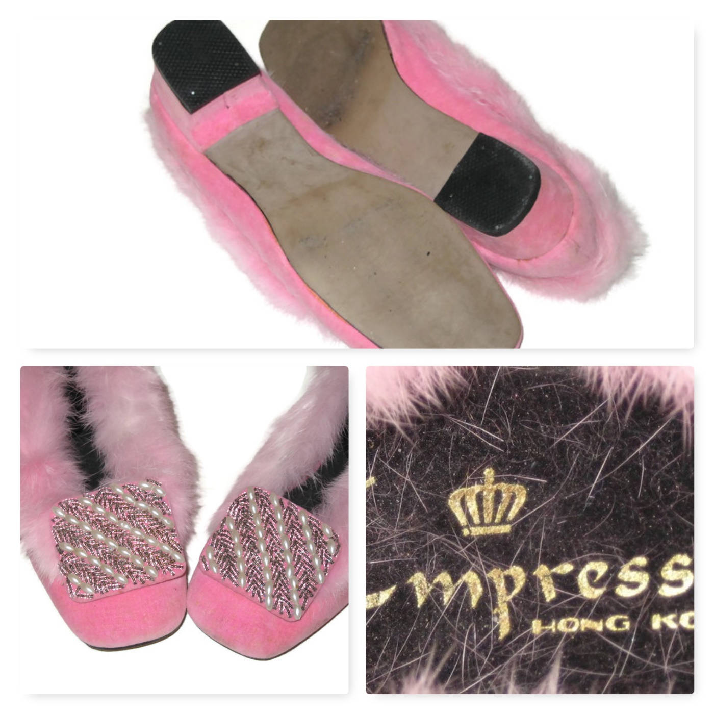 Vintage 60s Pink Fur Slippers 1960s Beaded Slippers - Etsy Canada
