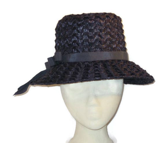 1960s Navy Blue, Hat Dark Blue Hat, Grosgrain Ribb