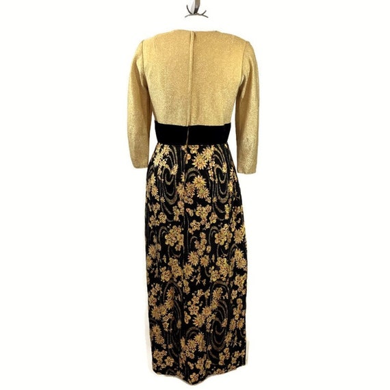 50s Evening Dress with Metallic Gold Bodice and B… - image 8