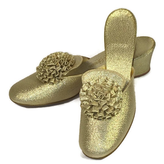 gold house slippers