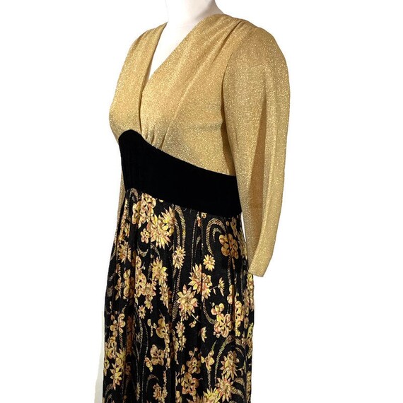 50s Evening Dress with Metallic Gold Bodice and B… - image 9