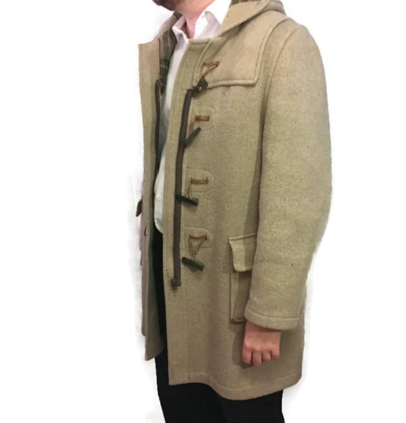Vintage 1960s Hooded Lined Duffle Coat Made in England 60s Wool Gloveral