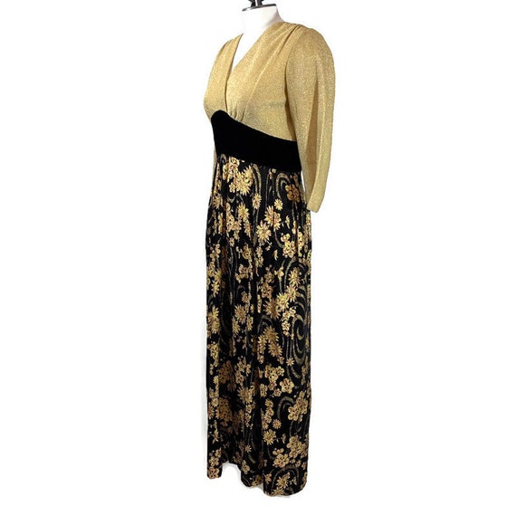 50s Evening Dress with Metallic Gold Bodice and B… - image 7