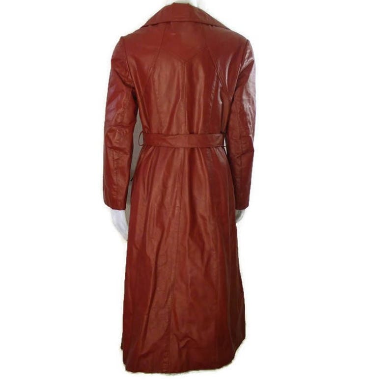 70s Rust Red Leather Trench Coat Made in Canada 1970s Long Etsy