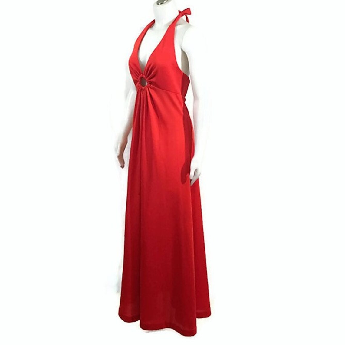70s Long Red Halter Dress Vintage 1970s Prom Dress - Etsy