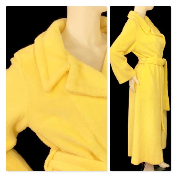 60s Fuzzy Yellow Dressing Gown, Vintage 1960s Robe