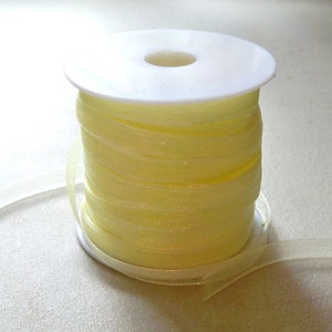 Ribbon-Organza-Light Yellow Organza Ribbon-1/4&quot;-10 yds