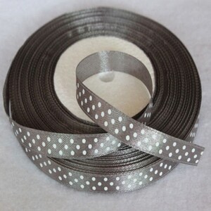 Grey and White Polka Dot Ribbon - Etsy