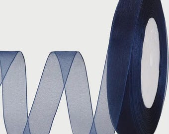 Navy Blue Organza Ribbon-25mm (1")-5 YDS