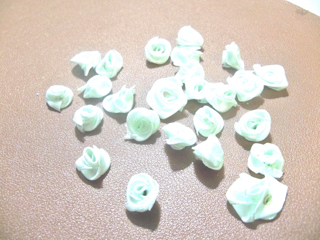 Light Green Ribbon Roses Light Green Satin Ribbon Roses- 15mm 25 PCS - Etsy