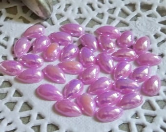 Lavender Water Drop Pearl Flat Backs-6x10mm - 50 PCS.