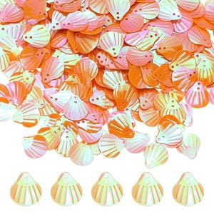 Orange Sea Shell Sequins-12x14mm-100 pcs