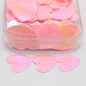 Pink Heart Sequins - 16mm - 100 PCS