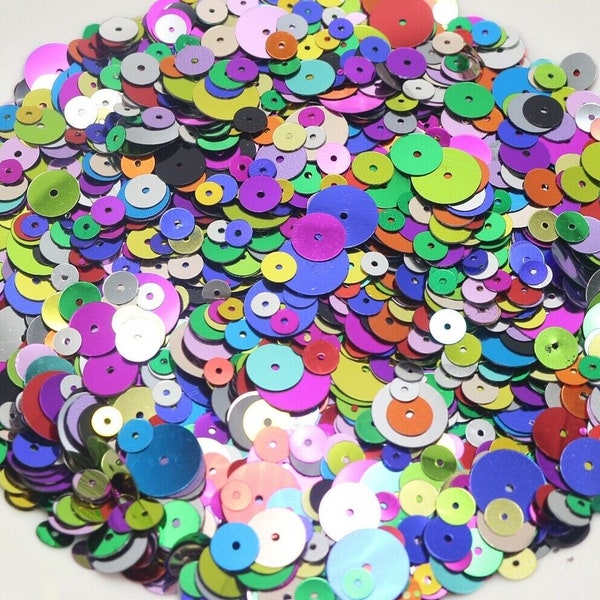 Assorted Color Round Flat Sequins- mixed sizes  - 200 PCS.