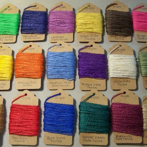 Jute Twine - 10 YDS. EA. - your choice of colors