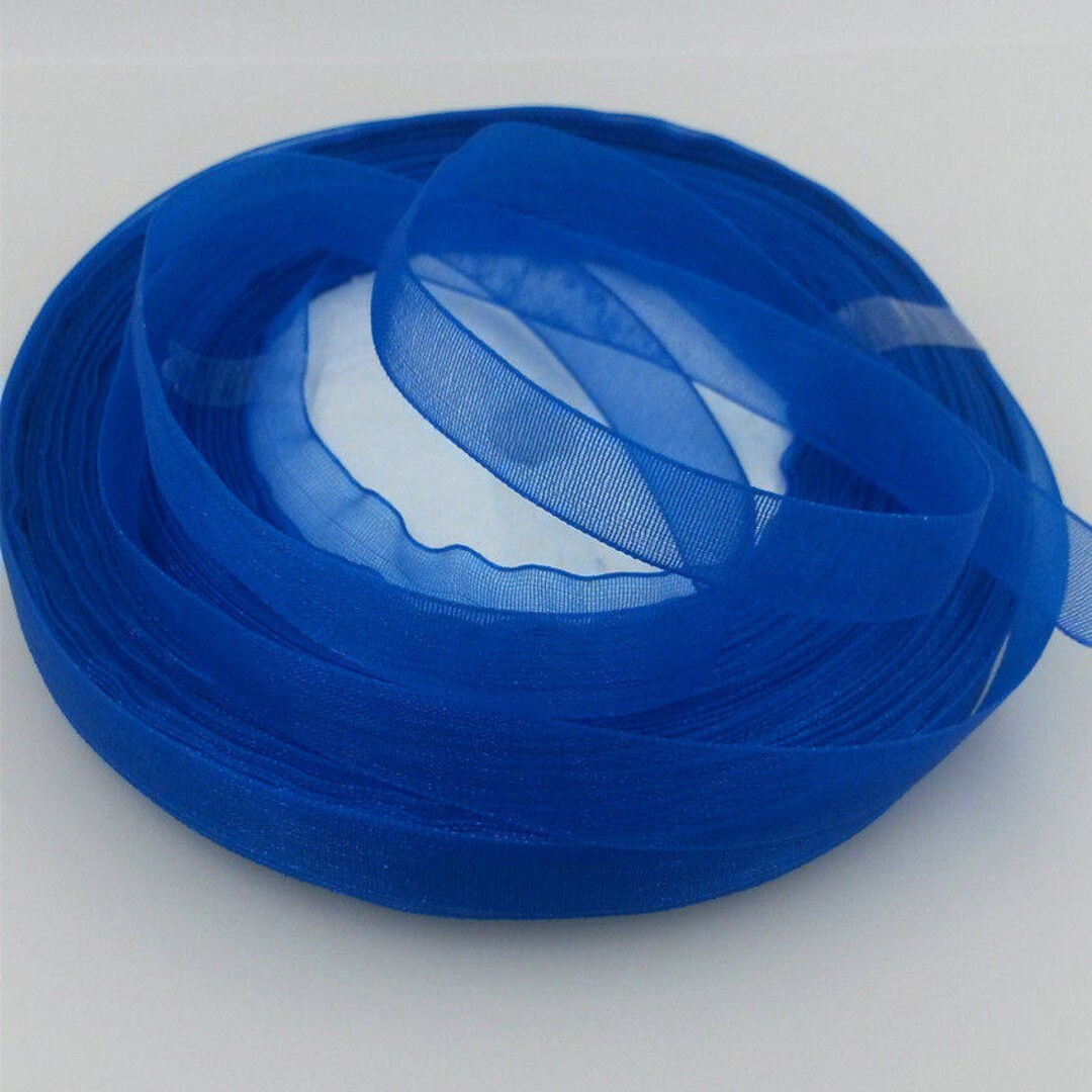 MORSUNBELA Ribbon Blue Wide Royal Blue Gift Ribbon Wedding Chiffon ...