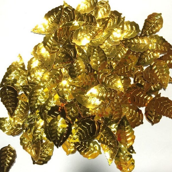 Sequins - Gold Sequin Leaves - 24x13mm-50 PCS