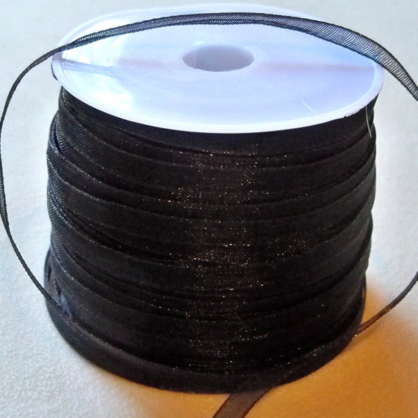 Black Organza Ribbon-1/8"-10 YDS