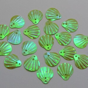 Lime Green Sea Shells Sequins-12x14mm-100 pcs