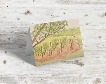 Download digitale di cartolina vuota acquerello "Vigneto tranquillo"