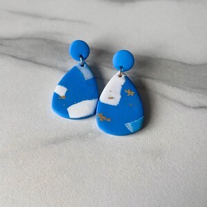 Blue Polymer Clay Earrings Handmade, Statement Earrings, Lightweight Dangle Earrings, Modern Minimal Jewelry, Gift for Her