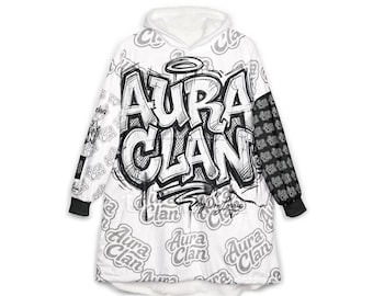 Aura Clan Black & White Logo Oodie/Hooded Blanket by Don Lorrie