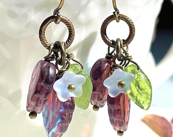 Plum Purple Pearl Earrings 12 mm Pearl Earrings Gold Purple Pearl Dangle Purple Pearl Jewelry Simple Minimalist Modern Everyday Earrings