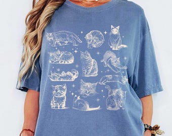 Comfort Colors® Cats 90s Vintage Style Tshirt, Retro Kitten Shirt, Cat Lovers Gift, Cute Cat Shirts, Nature Shirt, Cat T shirt, Cat Gift Tee
