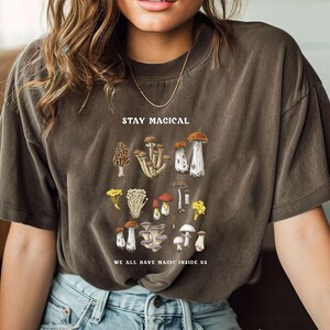 Comfort Colors® Vintage Illustration Mushroom Decor Art Shirt, Mushroom Shirt, Botanical Shirt, Plant Shirt, Hippie Shirt, Nature Lover Tee