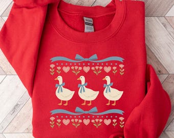 Vintage 80s Goose Sweatshirt, Funny Blue Ribbon Goose Tee, Retro Goose Graphic Sweatshirt, Cute Farm Animal Tee, Cottagecore Gift Tee, Goose