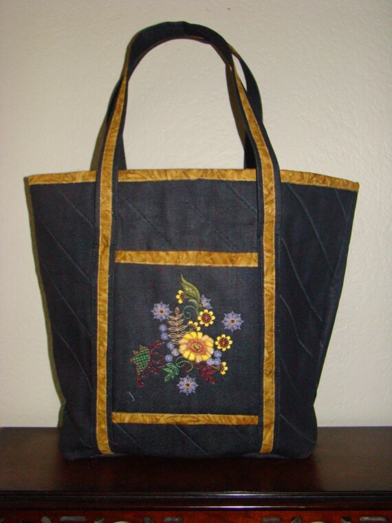large denim tote bag