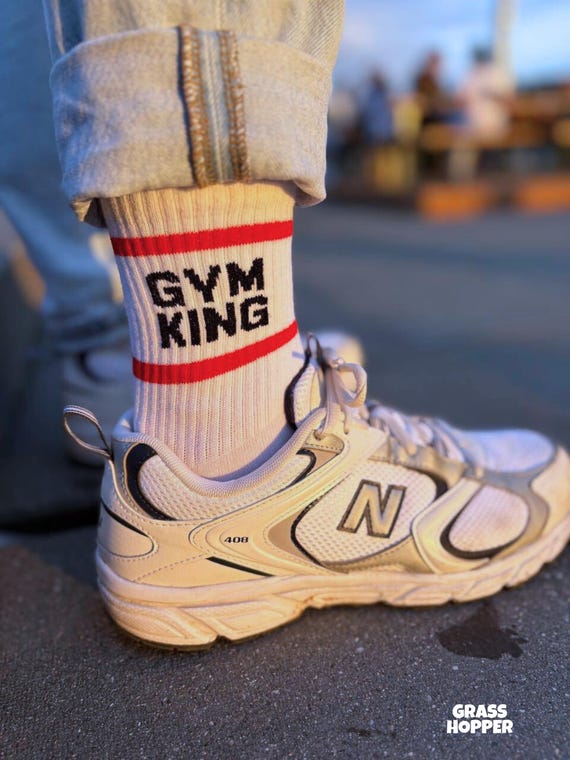 Gym King Socks • Workout Socks • Statement Socks • Funny Fitness Gift • Matching Set with Gym Queen • Couple Gift • King & Queen