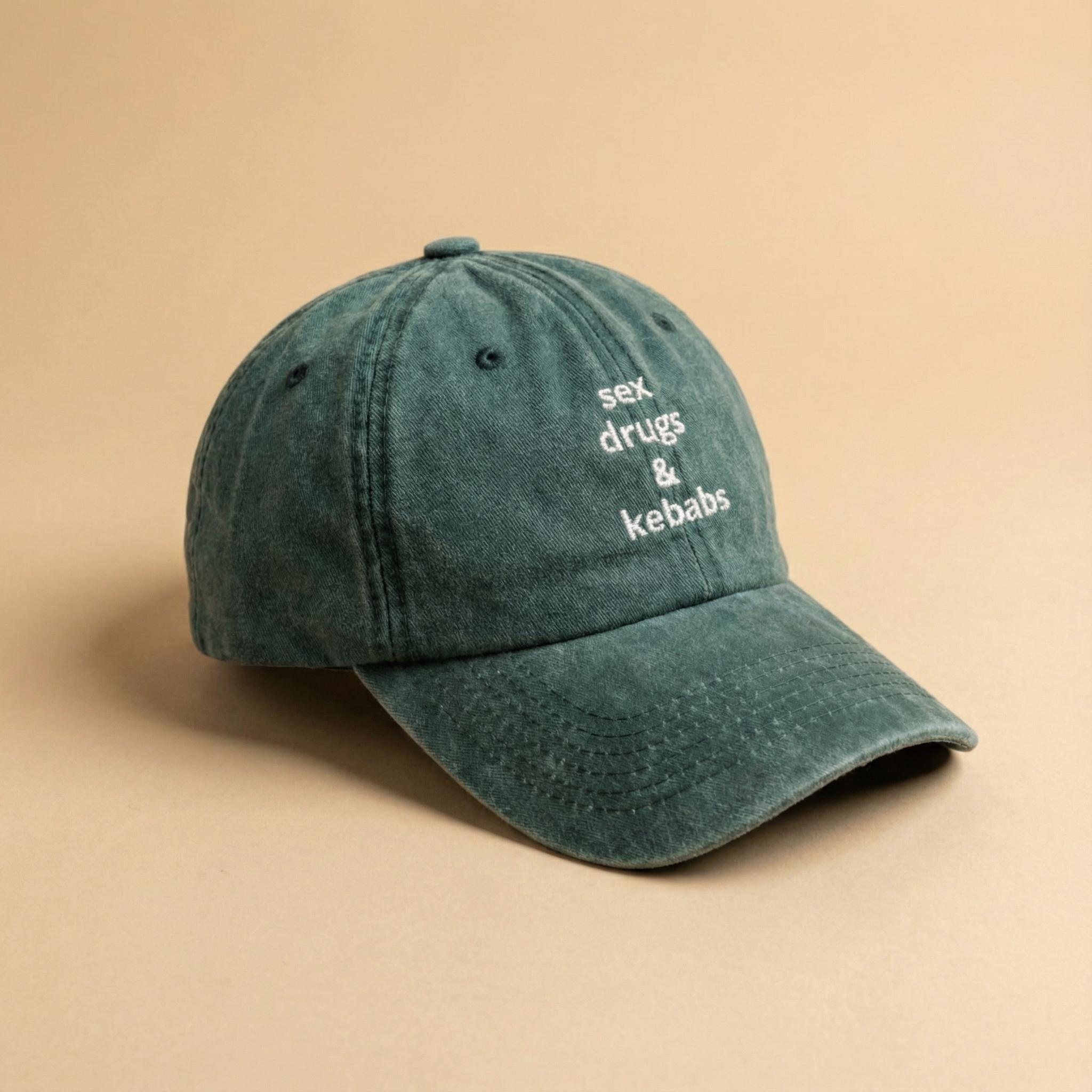 Sex Drugs Kebab Embroidered Vintage Hat | Retro Statement